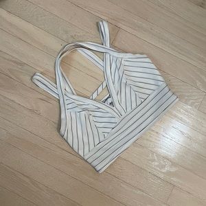 White and Black Stripe Crop Top